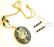 Black And Gold Cameo Necklace