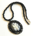 Black Crystal Cameo Necklace